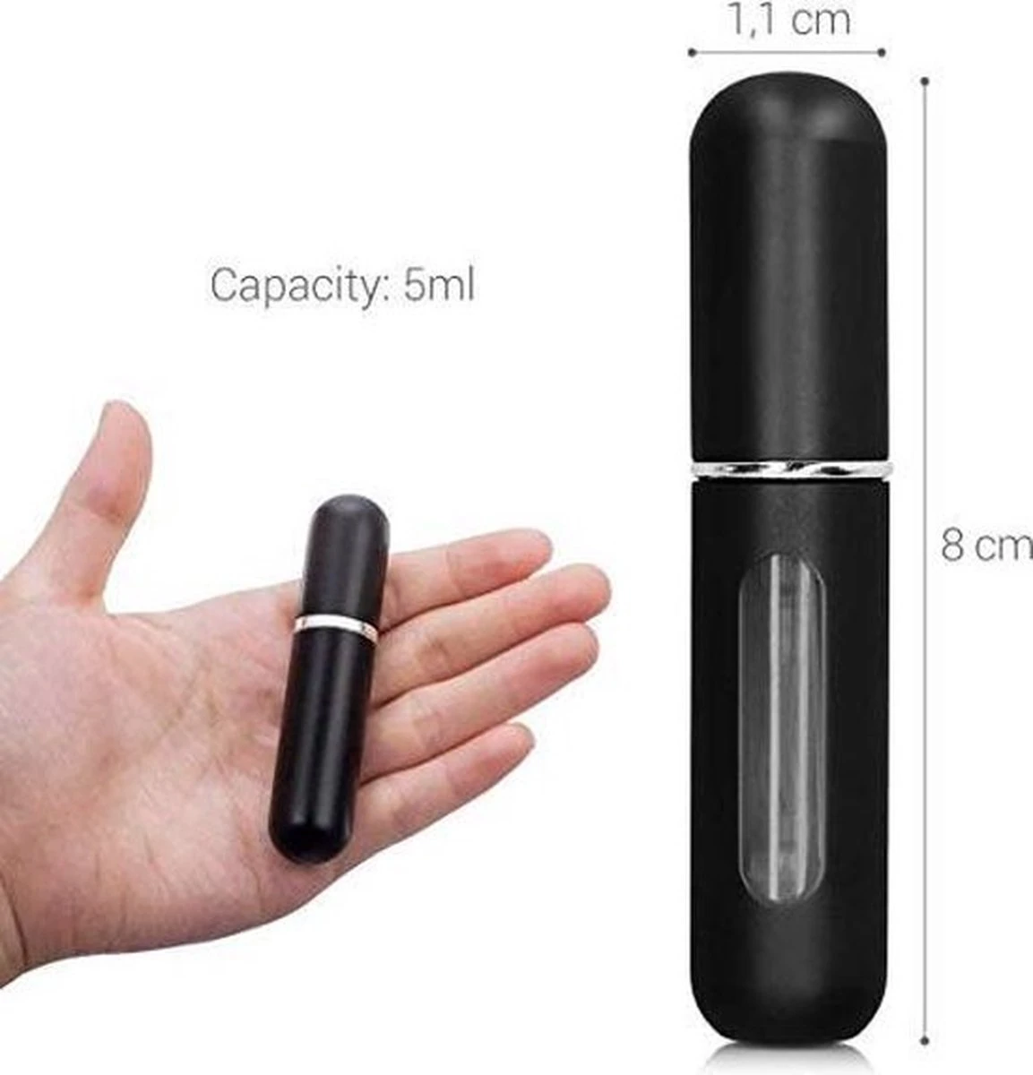 Navulbaar Parfum Flesje - Mini Parfumflesje- Hurbulbaar Parfumflesje- Hervulbare Verstuiver - Zwart - Aluminium - Spray 5 Navulbaar Parfum Flesje - Mini Parfumflesje- Hurbulbaar Parfumflesje- Hervulbare Verstuiver - Zwart - Aluminium - Spray - Afbeelding 3