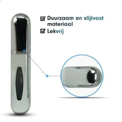MaxedMore Navulbare Parfumverstuiver 5ml Zilver - 65 Keer Spraybare Parfum Verstuiver - Hervulbaar Tasverstuiver Voor Parfum - Meeneem Mini Geur Flesje Voor Op Reis - Lipstick Formaat Navulbaar Parfumflesje -Parfum Winkel 1200x1200 255