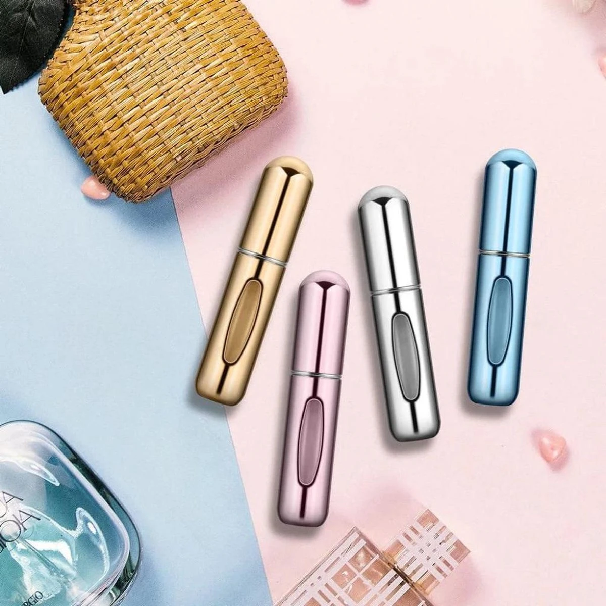 Lotis - Parfumverstuivers - Flesje Navulbaar - Metallic Zilver 2-pack 4 Lotis - Parfumverstuivers - Flesje Navulbaar - Metallic Zilver 2-pack - Afbeelding 2