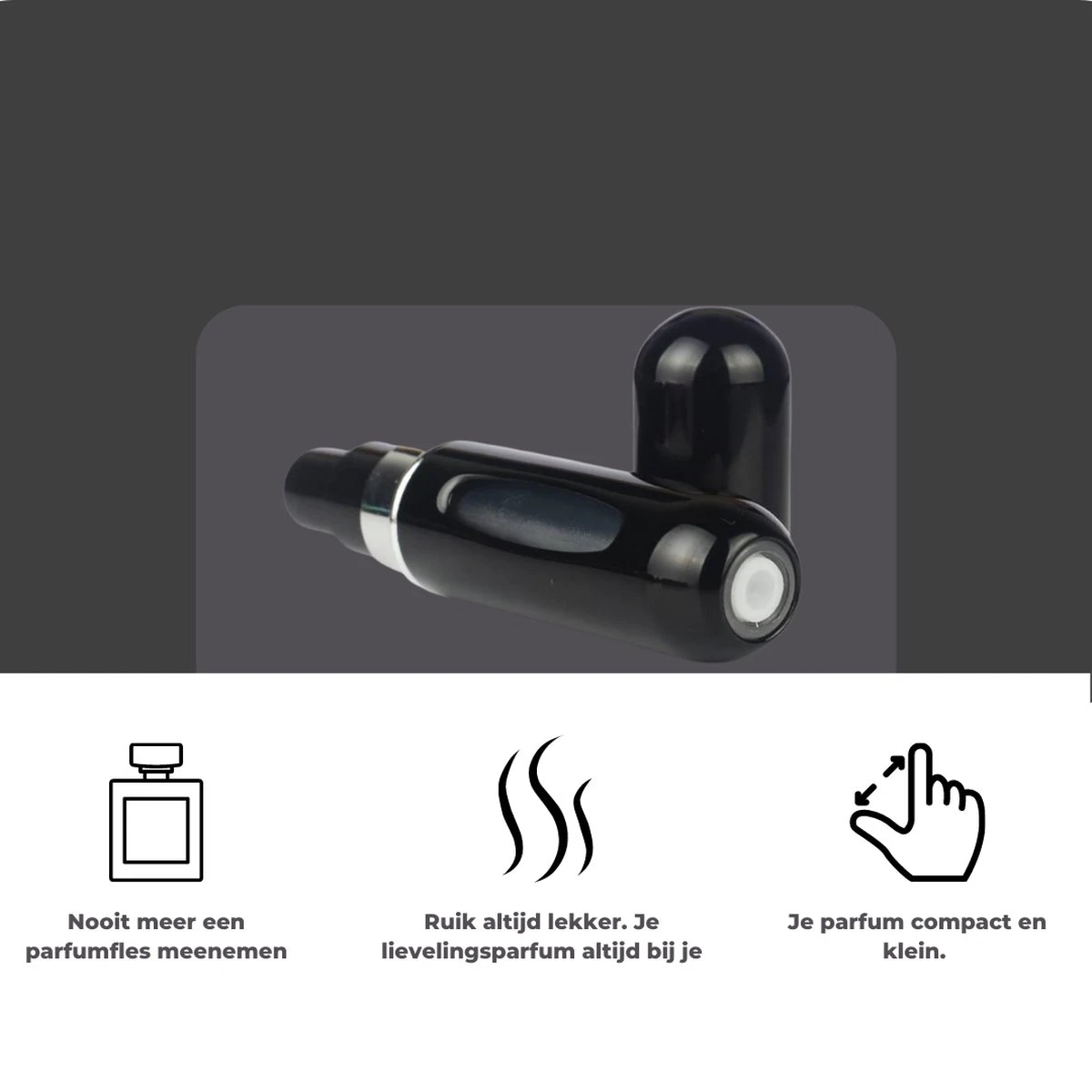 Cetins - Parfum Verstuiver Navulbaar - Mini Parfum Flesje - Reisflesje – Zwart 7 Cetins - Parfum Verstuiver Navulbaar - Mini Parfum Flesje - Reisflesje – Zwart - Afbeelding 5