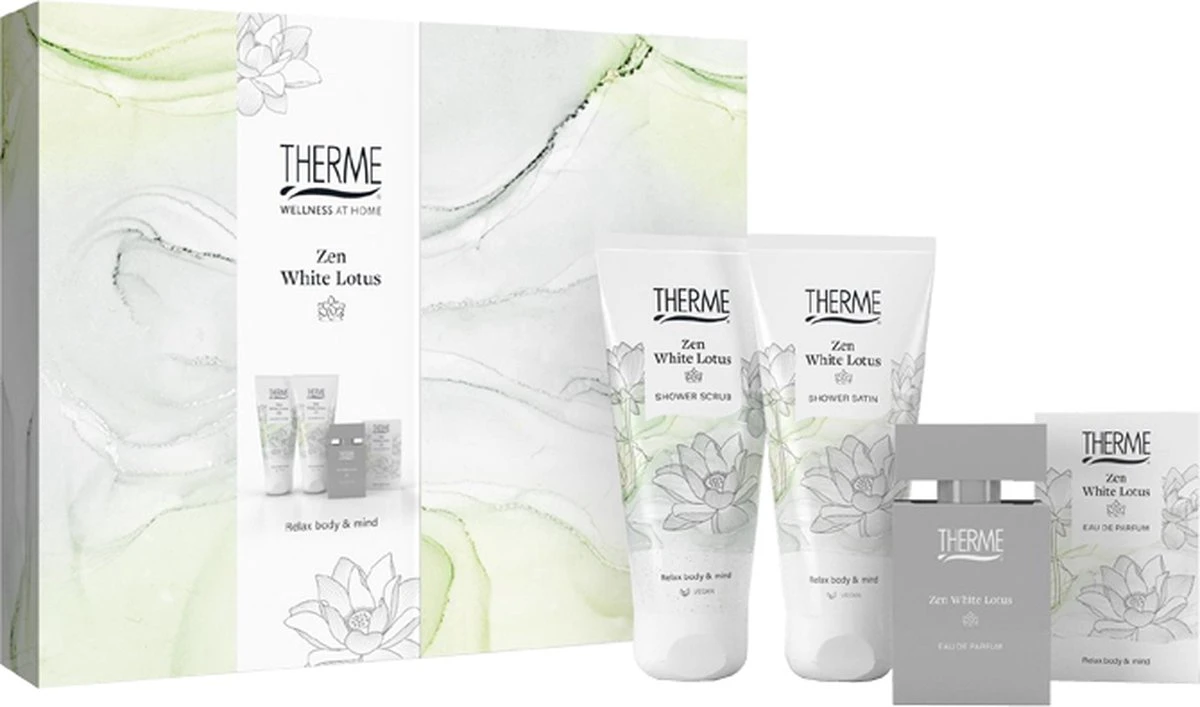 Therme Zen White Lotus Eau De Parfum 30 Ml + Shower Gel 200 Ml + Shower Scrub 200 Ml Geschenkset 3 Therme Zen White Lotus Eau De Parfum 30 Ml + Shower Gel 200 Ml + Shower Scrub 200 Ml Geschenkset