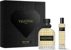 Valentino Uomo Born In Roma Yellow Dream Giftset - 50 Ml Eau De Toilette Spray + 15 Ml Eau De Toilette Tasspray - Cadeauset Voor Heren