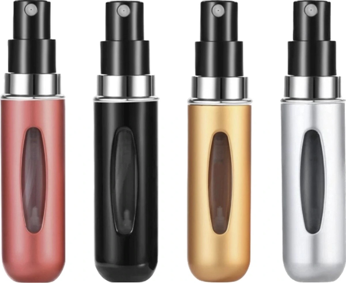 Merkloos Hervulbare Parfumflesjes - Rood + Zwart + Zilver + Goud - 5ML - Verstuiver - Navulbaar 3 Merkloos Hervulbare Parfumflesjes - Rood + Zwart + Zilver + Goud - 5ML - Verstuiver - Navulbaar